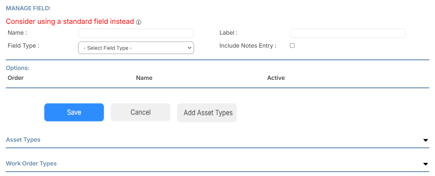 Add custom field page